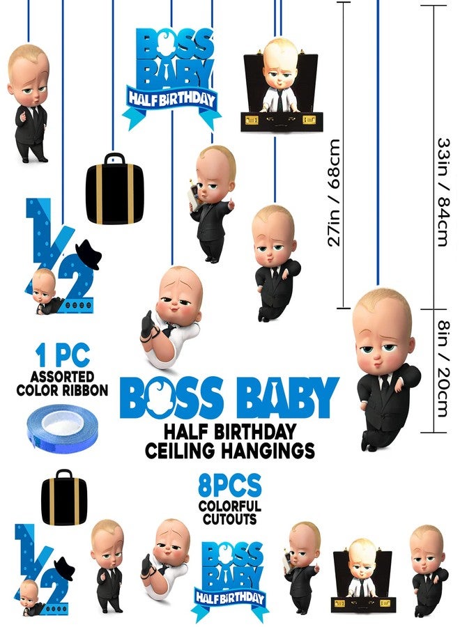Zyozique Boss Baby Half Birthday Ceiling Hanging Streamers Kids Theme for Baby Shower 1/2 Birthday Decorations Supplies (Pack of 8) - Image 2